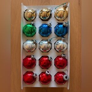 Vintage Glass Christmas Ornaments Set of 15 Mixed Brands Multicolor Pyramid